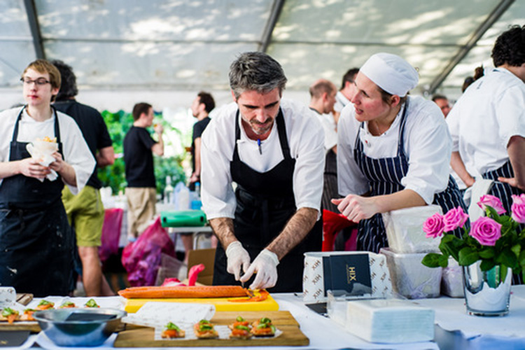 Chefs in canape action at the Soho Food Festival in central London